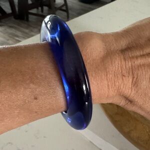 Blue Glass Bangle Bracelet
